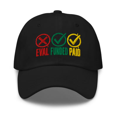 Eval Funded Paid Hat in Black - product mockup
