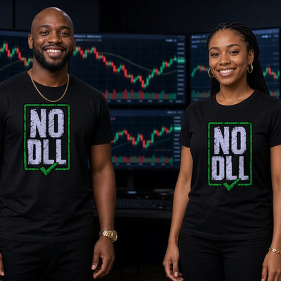 No DLL tee worn by trader couple