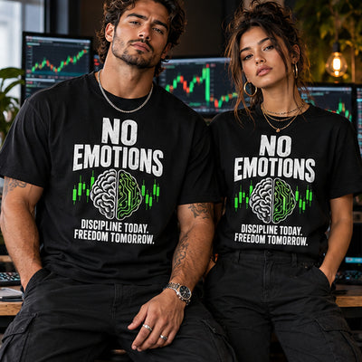 No Emotions Tee - man and woman wearing the No Emotions Tee