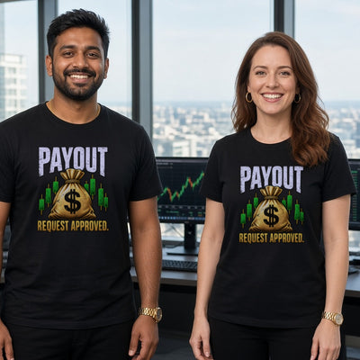 Payout tee worn by trader couple
