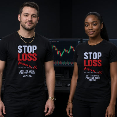 Stop Loss tee on adult trader couple