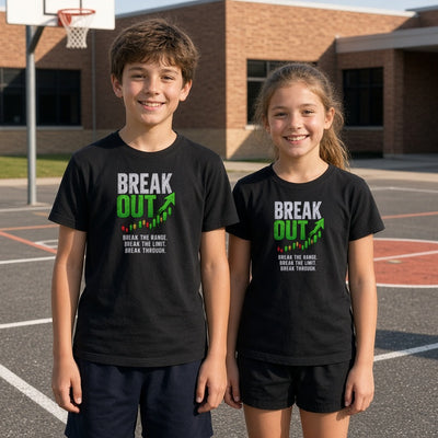 Breakout kids tee on real kids at a school blacktop
