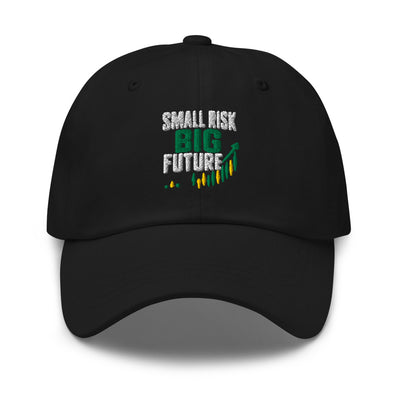 Small Risk Big Future Hat in Black - product mockup