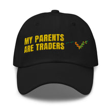 Load image into Gallery viewer, My Parents Are Traders Hat in Black - product mockup