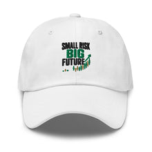 Load image into Gallery viewer, Small Risk Big Future Hat in White - product mockup