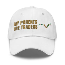Load image into Gallery viewer, My Parents Are Traders Hat in White - product mockup