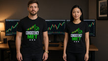 Load image into Gallery viewer, Consistency Met tee worn by trader couple