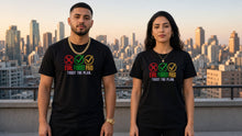Load image into Gallery viewer, Eval Funded Paid tee worn by trader couple