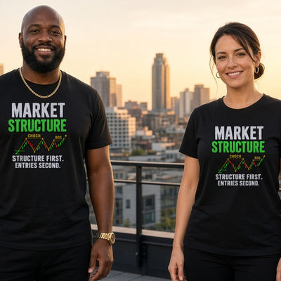 Market Structure tee on adult trader couple