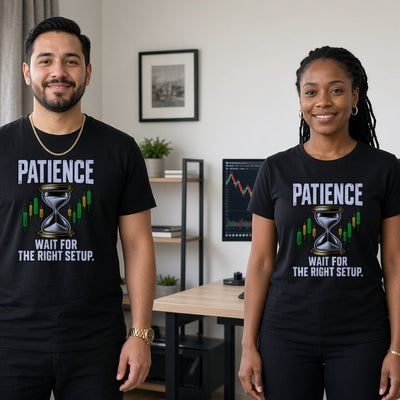 Patience tee on adult trader couple