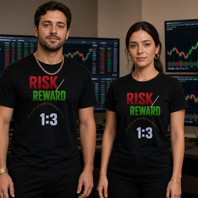 Risk / Reward 1:3 tee on adult trader couple