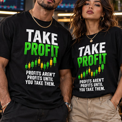Take Profit Tee - man and woman wearing the Take Profit Tee