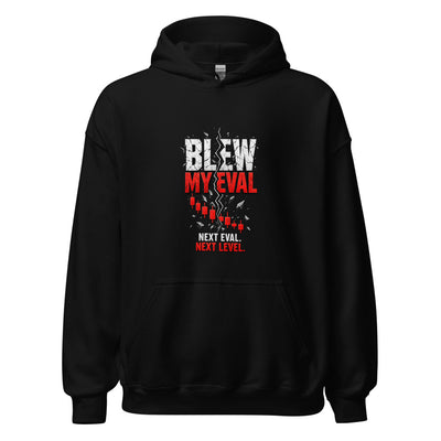 Blew My Eval Hoodie in Black - product mockup