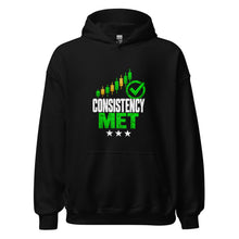 Load image into Gallery viewer, Consistency Met Hoodie in Black - product mockup