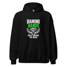 Load image into Gallery viewer, Diamond Hands Hoodie in Black - product mockup