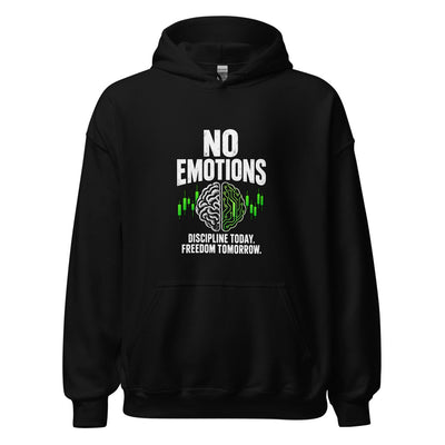 No Emotions Hoodie in Black - product mockup