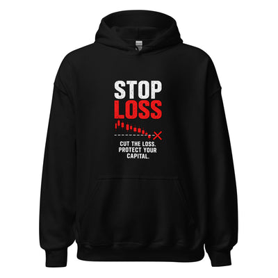 Stop Loss Hoodie in Black - product mockup