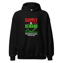 Load image into Gallery viewer, Supply &amp; Demand Hoodie in Black - product mockup