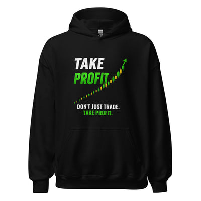 Take Profit Arrow Hoodie in Black - product mockup