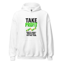 Load image into Gallery viewer, Take Profit Hoodie in White - product mockup