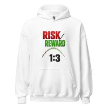 Load image into Gallery viewer, Risk / Reward 1:3 Hoodie in White - product mockup