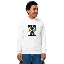 Load image into Gallery viewer, Kids Patience Hoodie in White - product mockup