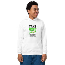 Load image into Gallery viewer, Kids Take Profit Hoodie in White - product mockup